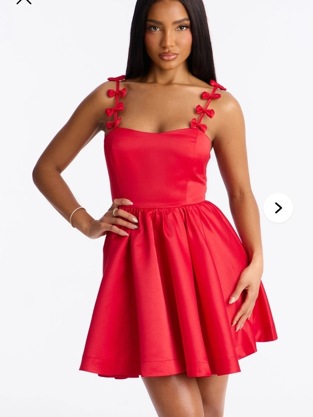 Fashion Nova Red Bow-Strap Fit & Flare Mini Dress